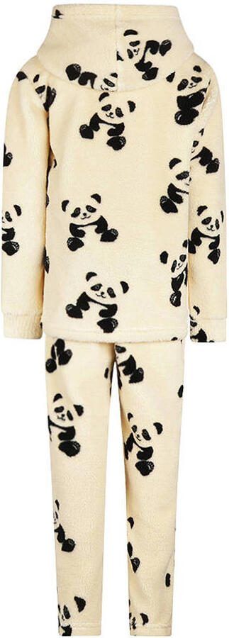 Charlie Choe pyjama ecru zwart Meisjes Polyester Capuchon All over print