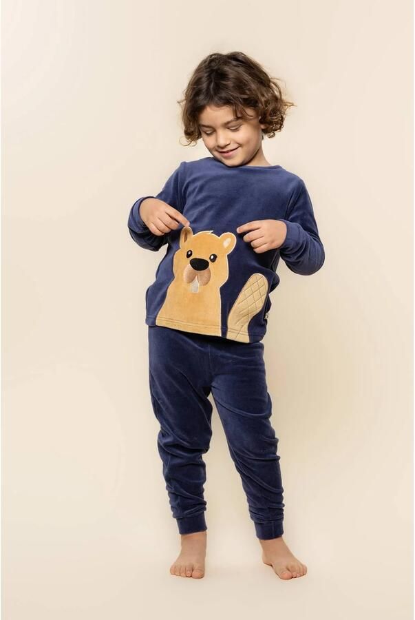 Charlie Choe pyjama met borduursels en print blauw - Foto 2