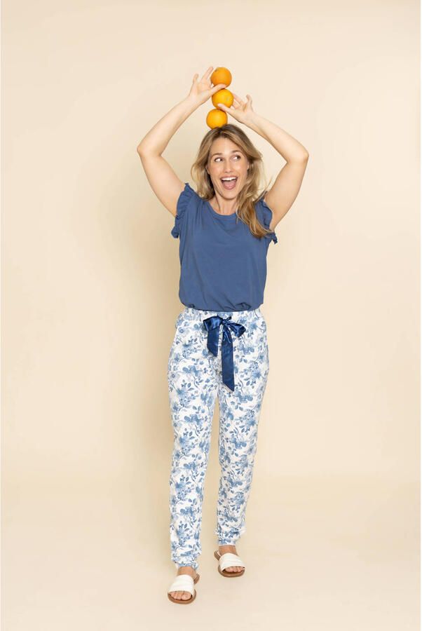 Charlie Choe pyjamabroek wit lichtblauw