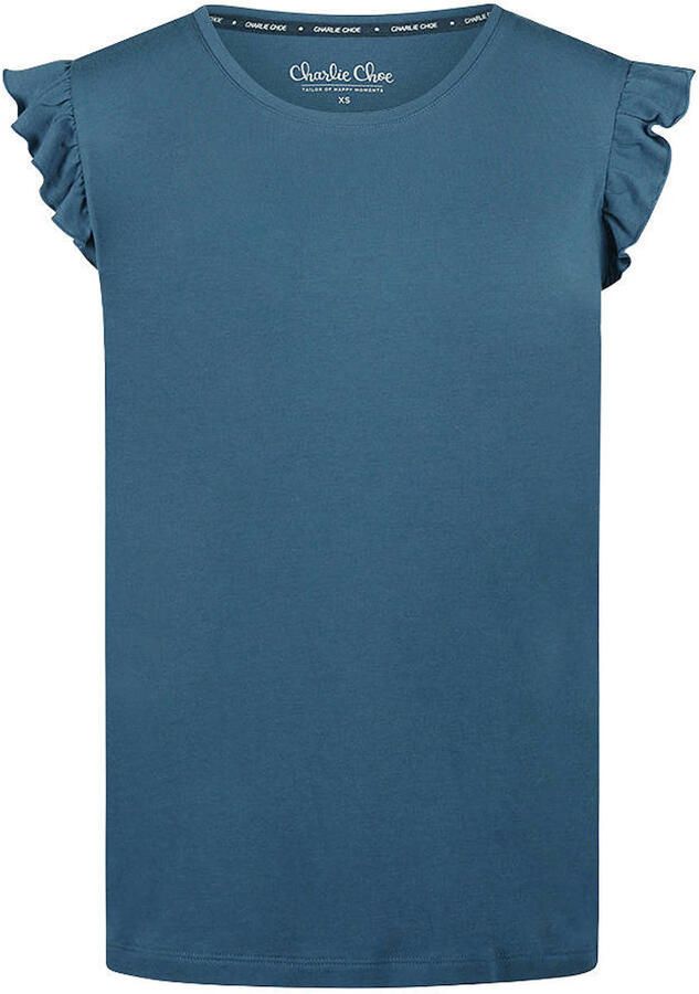 Charlie Choe pyjamatop met ruches blauw - Foto 2