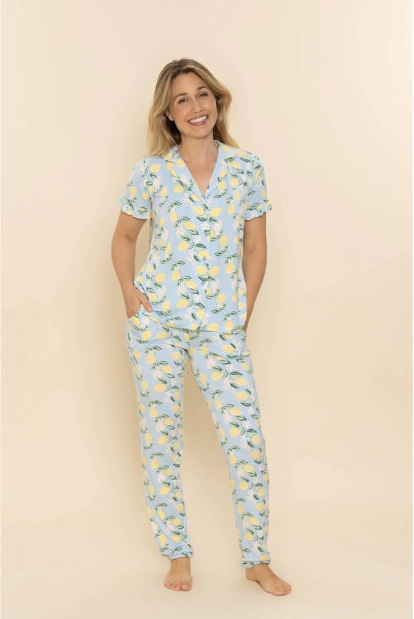 Charlie Choe pyjamatop met ruches lichtblauw - Foto 3