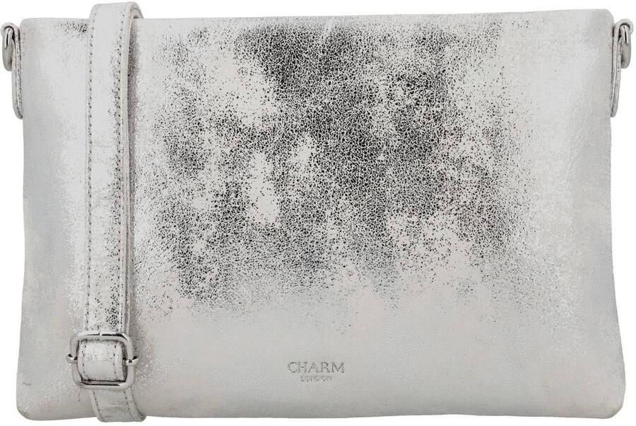 Charm London leren crossbody tas South Hill zilverkleurig