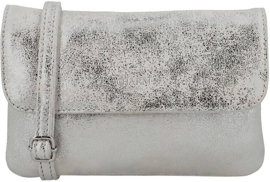 Charm London leren crossbody tas South Hill zilverkleurig