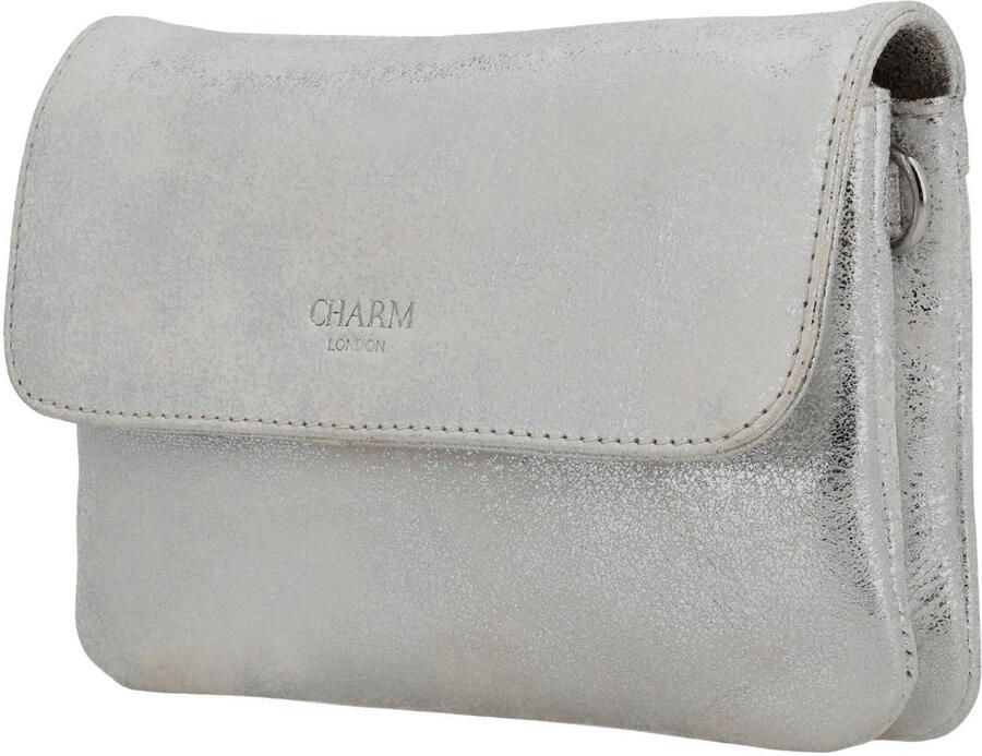 Charm London leren crossbody tas South Hill zilverkleurig - Foto 2