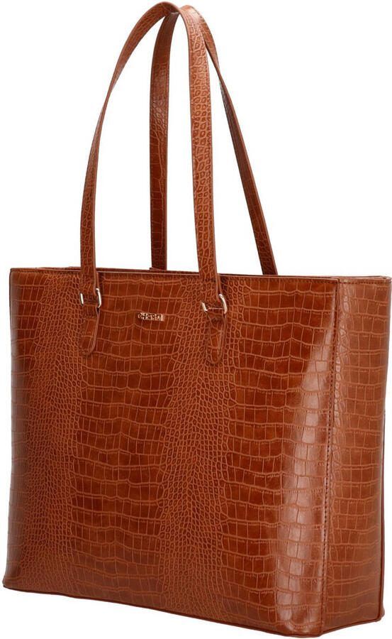Charm London shopper Midwood met crocoprint cognac - Foto 3