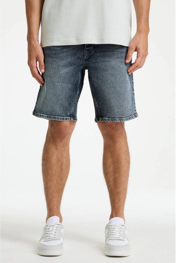 CHASIN' Evan.S Smoke regular short dark blue denim