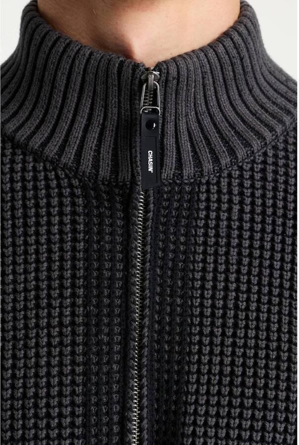 CHASIN' Oliver Dual Halfzip katoenen regular fit gebreide trui antraciet - Foto 7