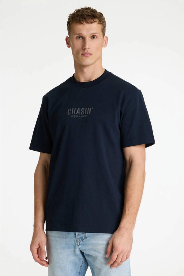 CHASIN' oversized T-shirt met backprint donkerblauw