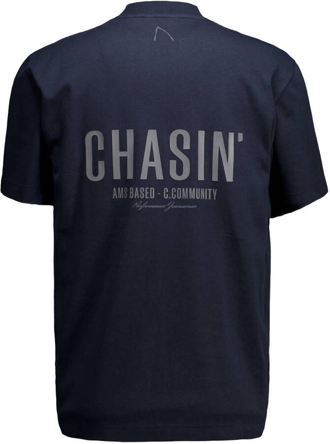 CHASIN' oversized T-shirt met backprint donkerblauw - Foto 3
