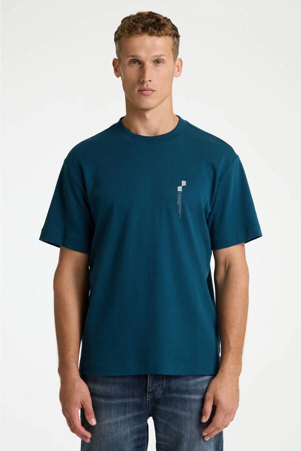 CHASIN' oversized T-shirt met backprint petrol