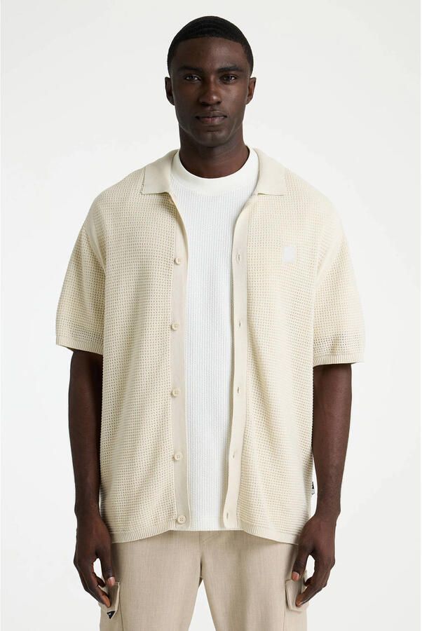 CHASIN' regular casual overhemd gebreid beige