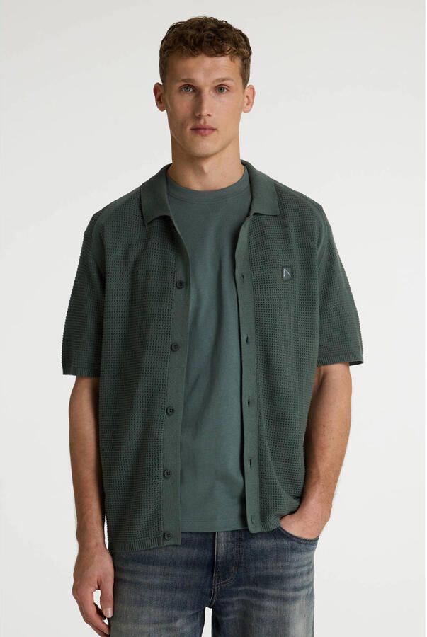 CHASIN' regular casual overhemd gebreid donkergroen