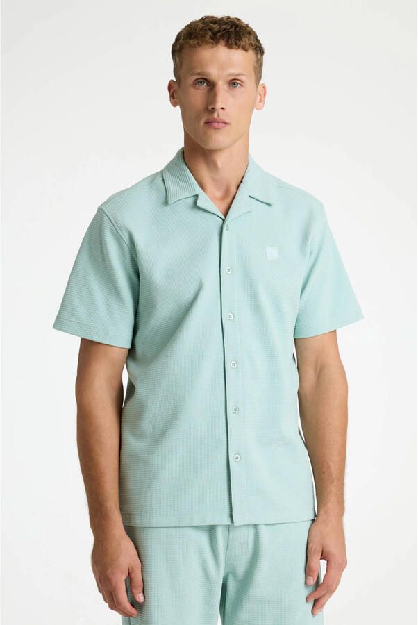 CHASIN' regular casual overhemd met textuur blauw