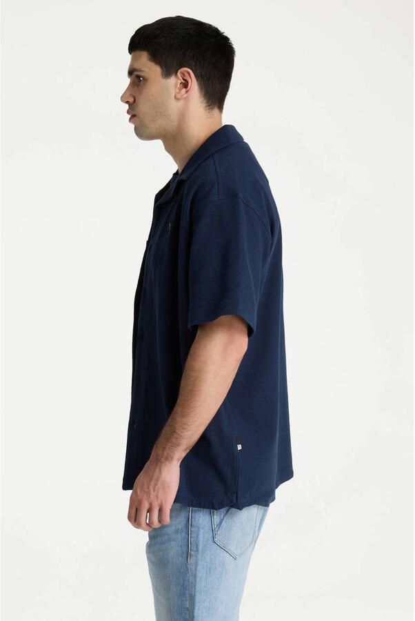CHASIN' regular casual overhemd met textuur donkerblauw - Foto 3