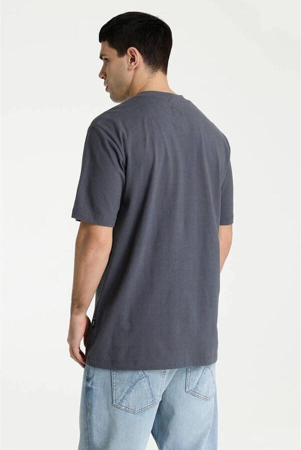 CHASIN' regular T-shirt met linnen antraciet - Foto 3