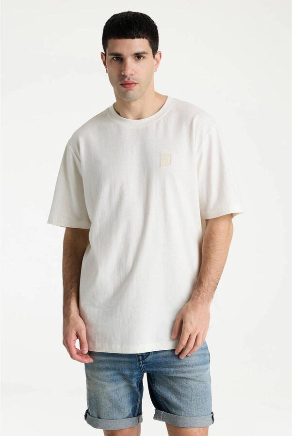 CHASIN' regular T-shirt met linnen ecru
