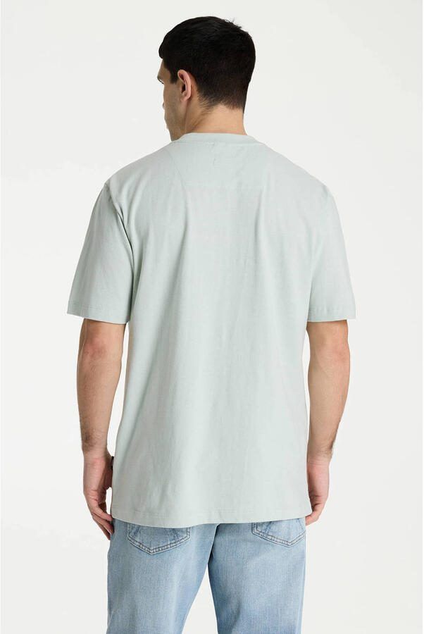 CHASIN' regular T-shirt met linnen lichtgroen - Foto 2