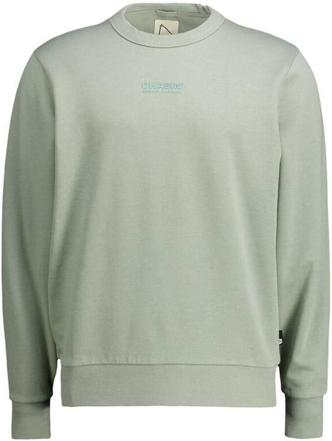 CHASIN' relaxed fit sweater met backprint en borduursels groen