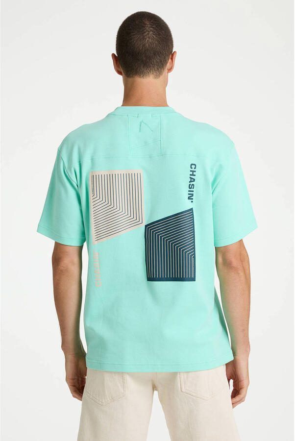 CHASIN' relaxed T-shirt met backprint cyaan - Foto 3
