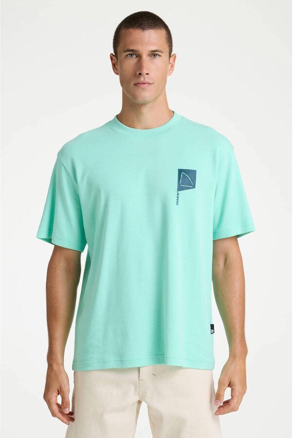 CHASIN' relaxed T-shirt met backprint cyaan