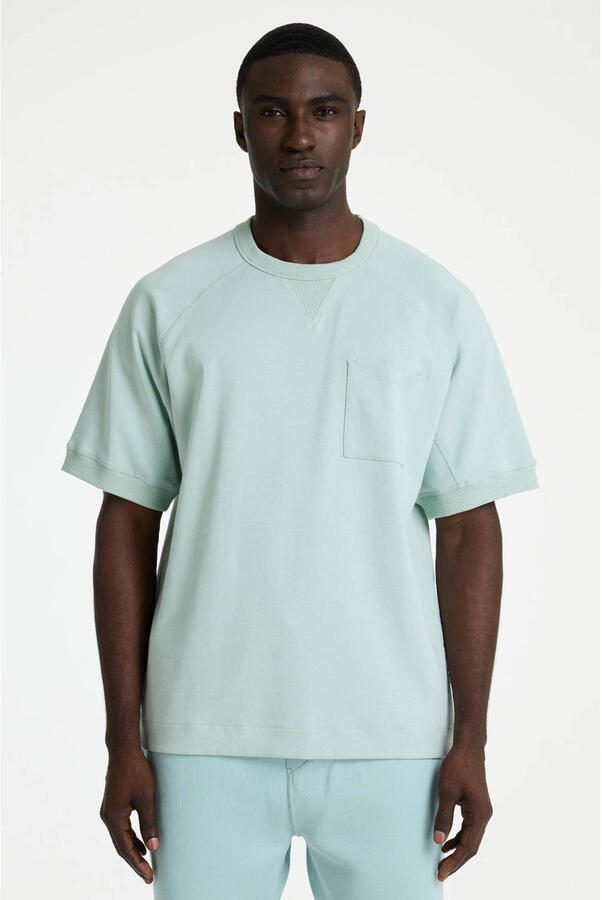 CHASIN' relaxed T-shirt met backprint turquoise