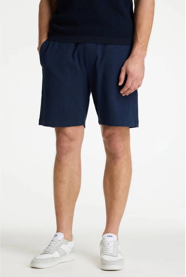 CHASIN' Slate.S Structure regular casual short donkerblauw met textuur