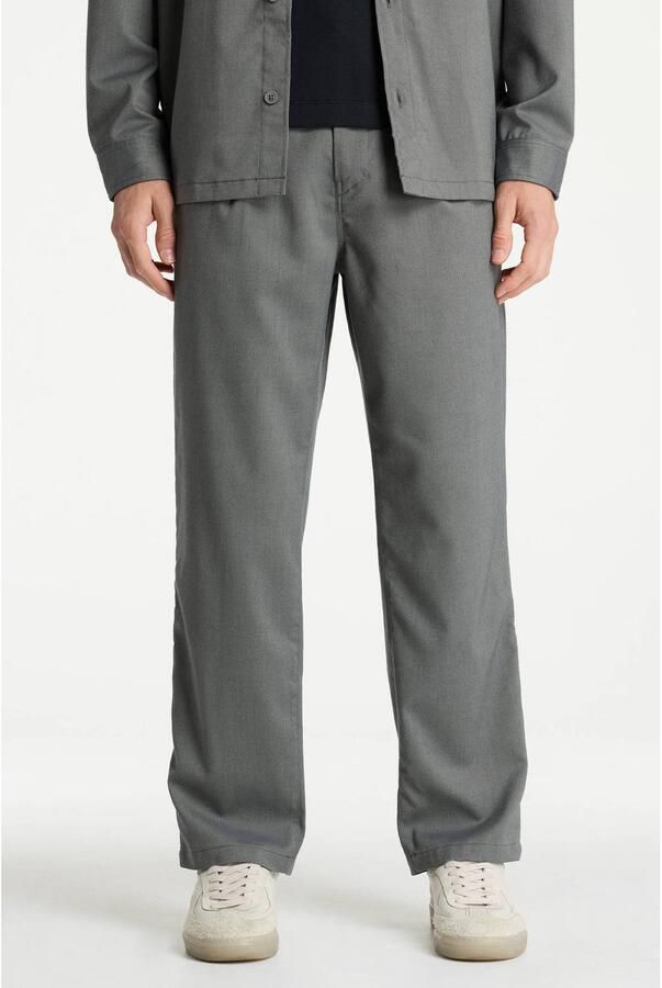 CHASIN' Space Wave straight leg chino grijsgroen