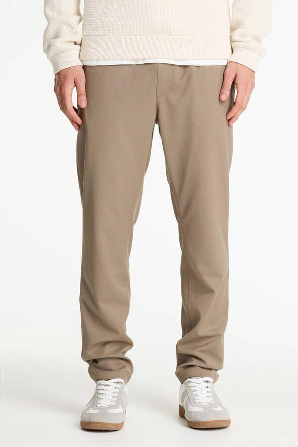 CHASIN' Stone Dual slim casual broek lichtbruin