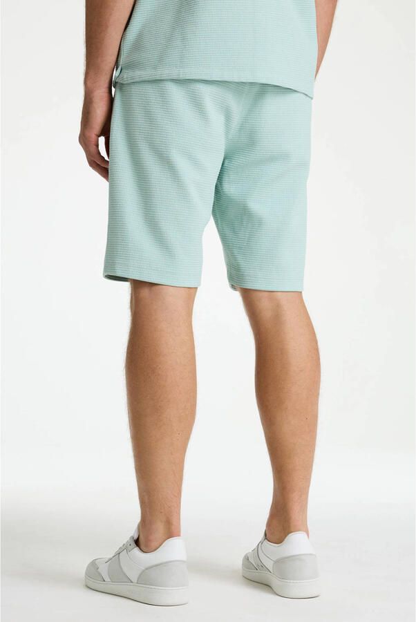 CHASIN' Stone.S Structure regular casual short blauw met textuur - Foto 3