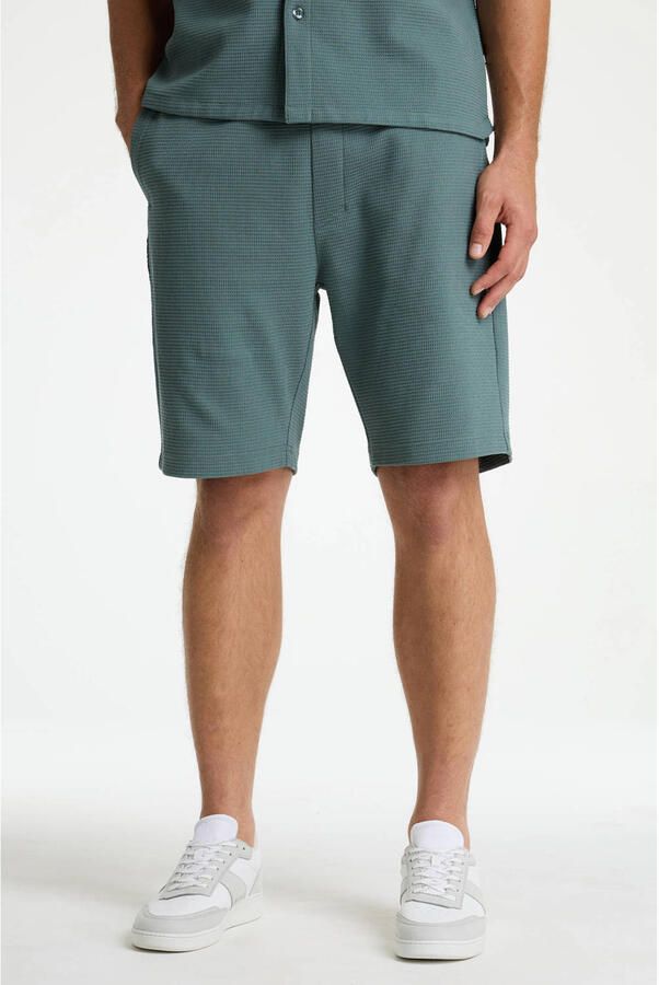 CHASIN' Stone.S Structure regular casual short groen met textuur - Foto 5