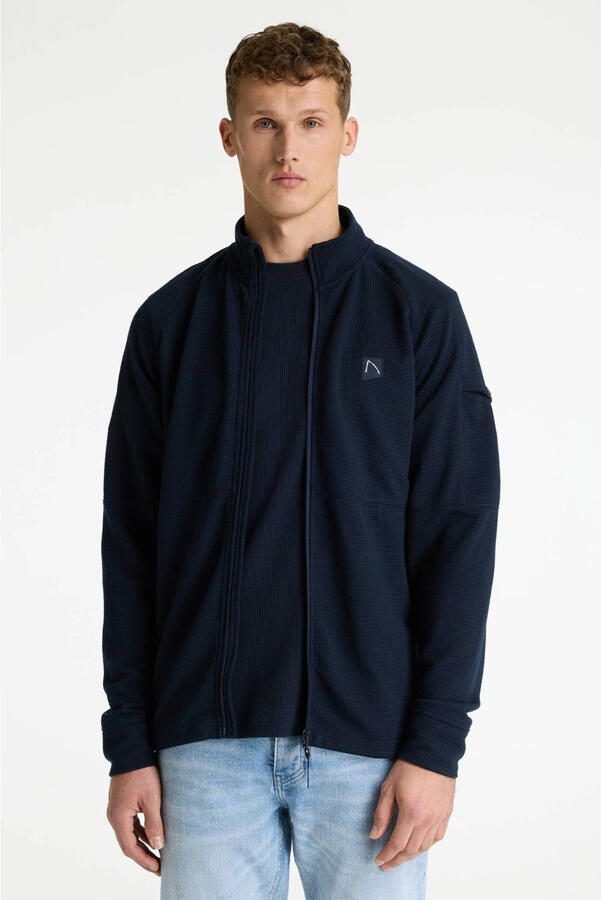 CHASIN' sweatvest met textuur donkerblauw