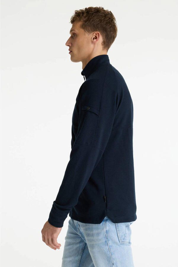 CHASIN' sweatvest met textuur donkerblauw - Foto 2