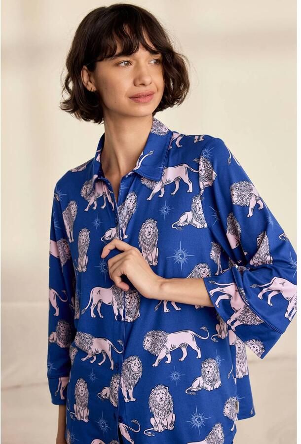 Chelsea Peers satijnlook pyjama set blauw