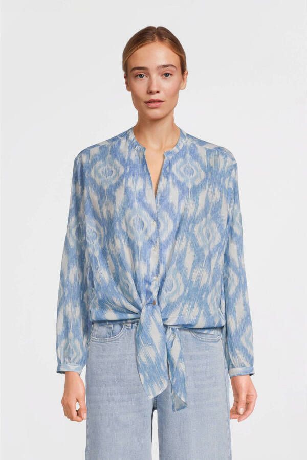 Circle of Trust blouse Malissa met all over print lichtblauw wit