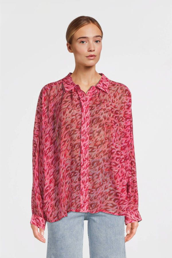 Circle of Trust blouse Mona met dierenprint roze rood