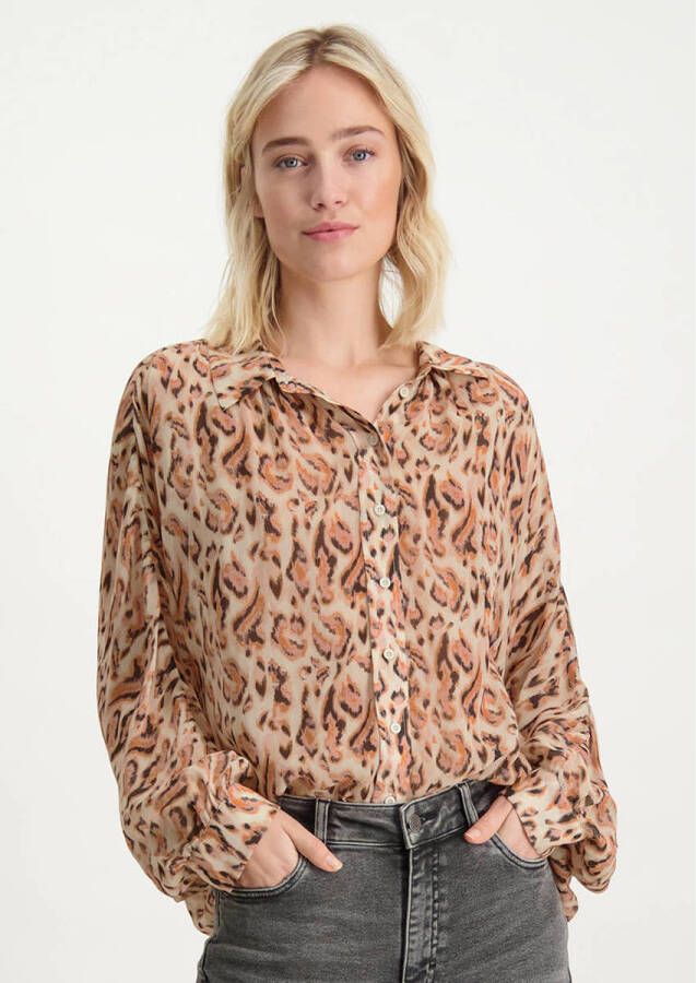 Circle of Trust blouse Suzy blouse met all over print zand