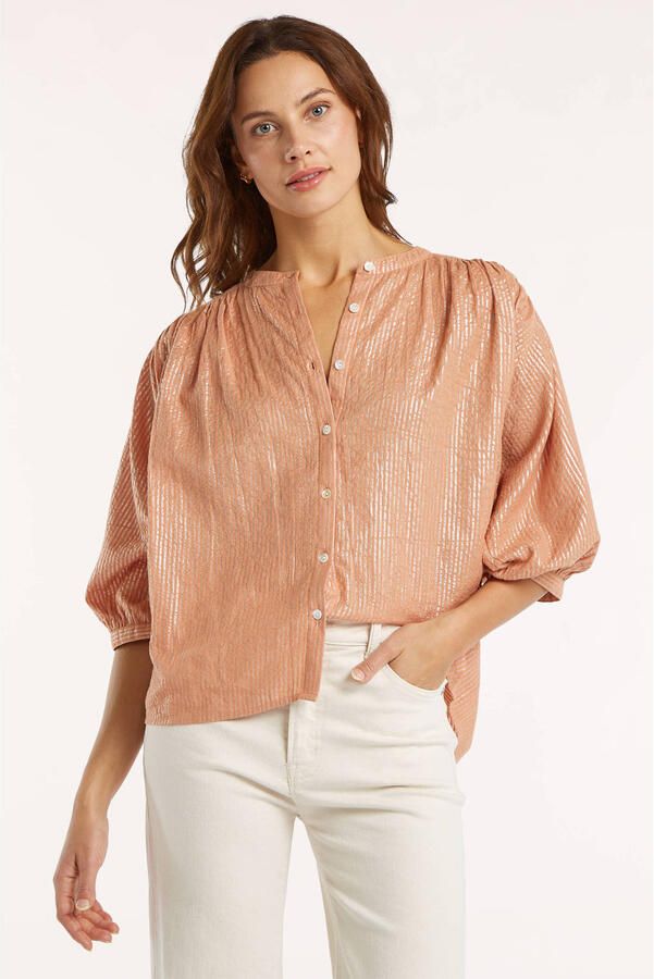 Circle of Trust gestreepte blouse met linnen oranje - Foto 6