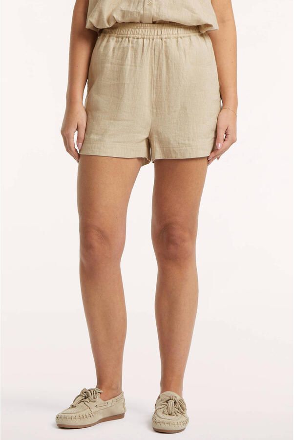 Circle of Trust regular waist casual short met linnen camel - Foto 5
