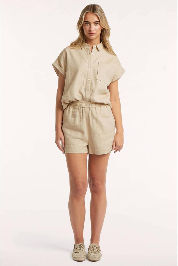 Circle of Trust regular waist casual short met linnen camel - Foto 6