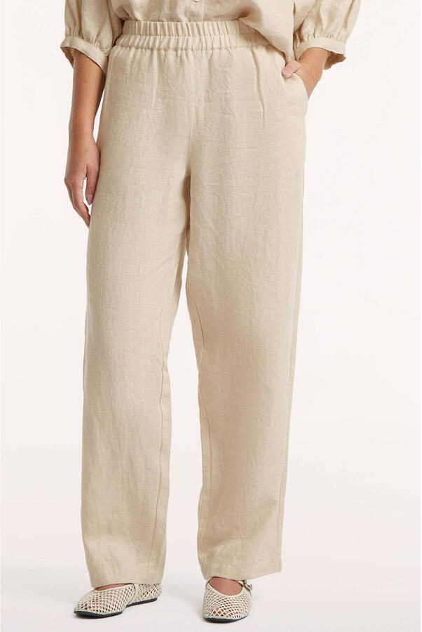Circle of Trust wide leg high waist broek met linnen beige