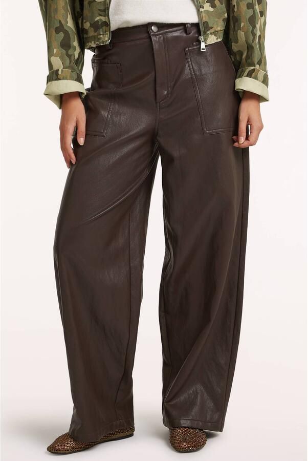 Circle of Trust X Iris Zeilstra imitatieleren barrel broek donkerbruin