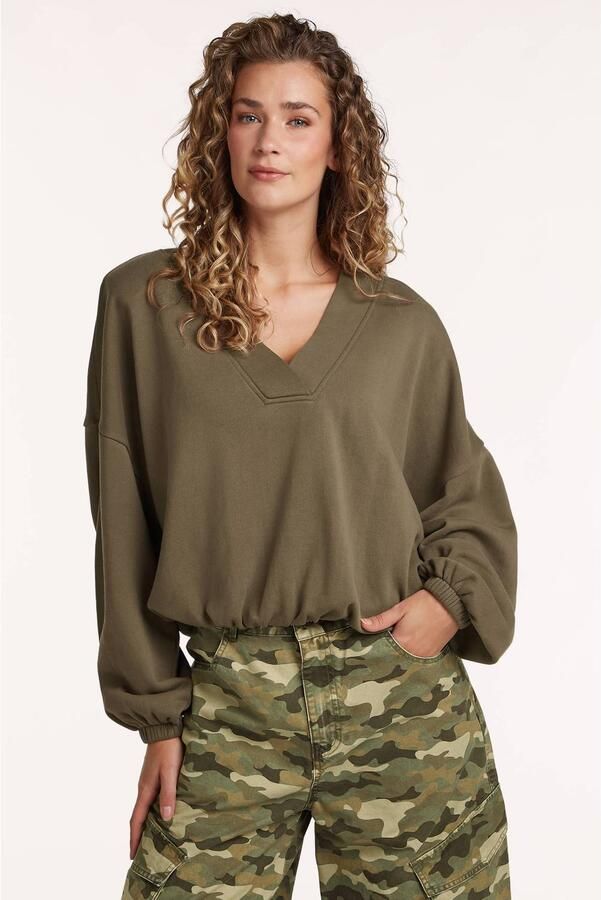 Circle of Trust X Iris Zeilstra katoenen cropped trui kaki