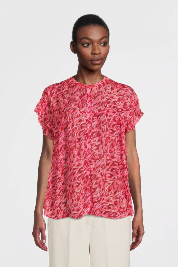 Circle of Trust top Mona met panterprint roze rood