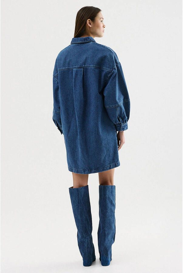 CKS denim gebloemde spijkerjurk dark blue denim - Foto 3