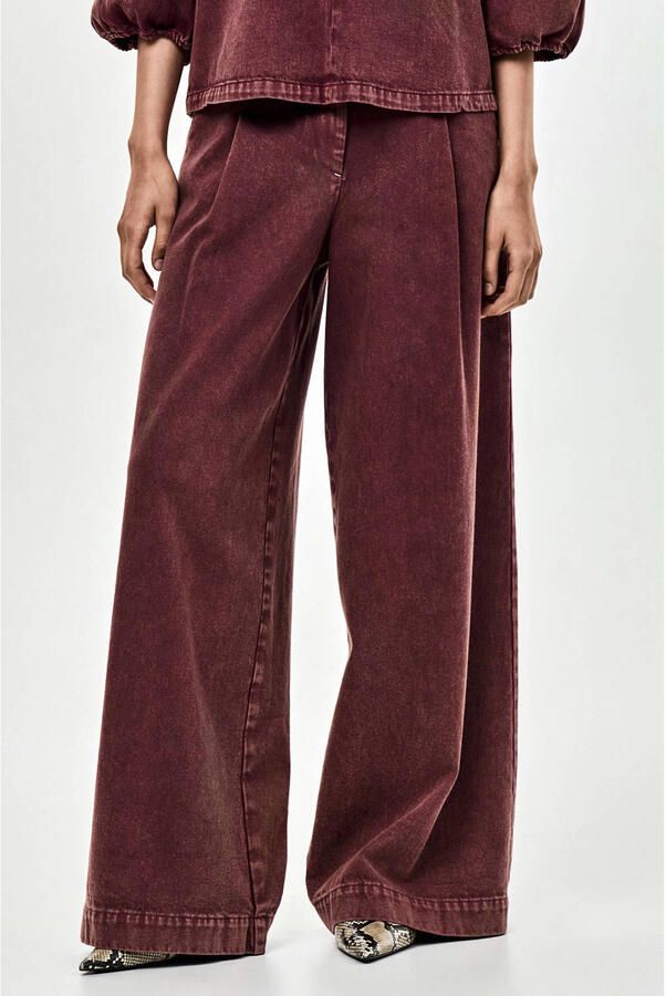 CKS fluwelen wide leg pantalon met plooien donkerrood