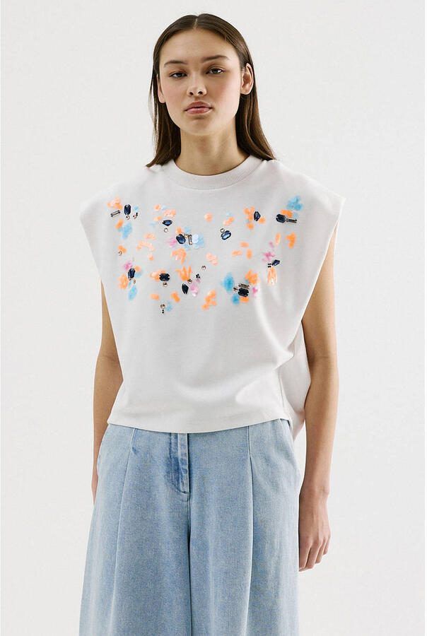 CKS gebloemd T-shirt lichtblauw