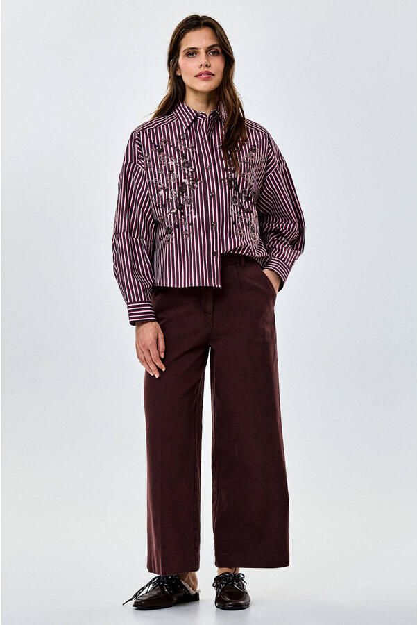 CKS gestreepte blouse met borduursels donkerrood - Foto 2