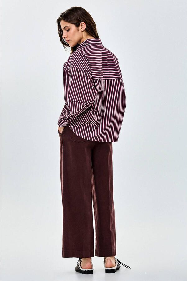 CKS gestreepte blouse met borduursels donkerrood - Foto 3