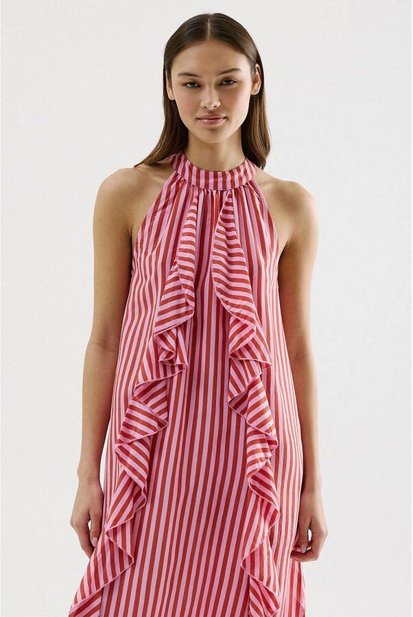 CKS gestreepte maxi jurk rood