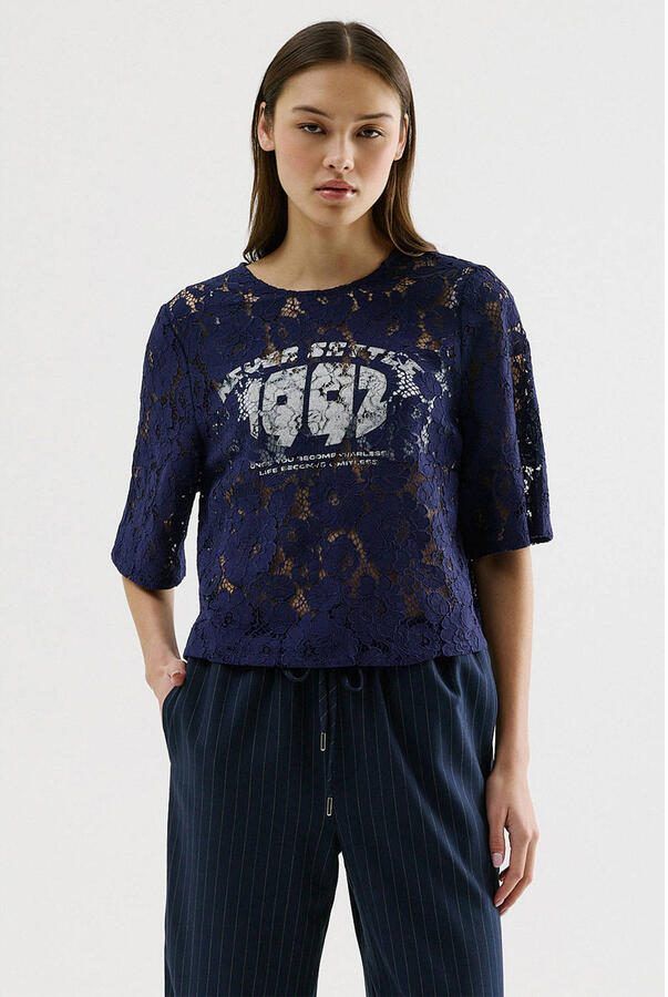 CKS kanten top donkerblauw